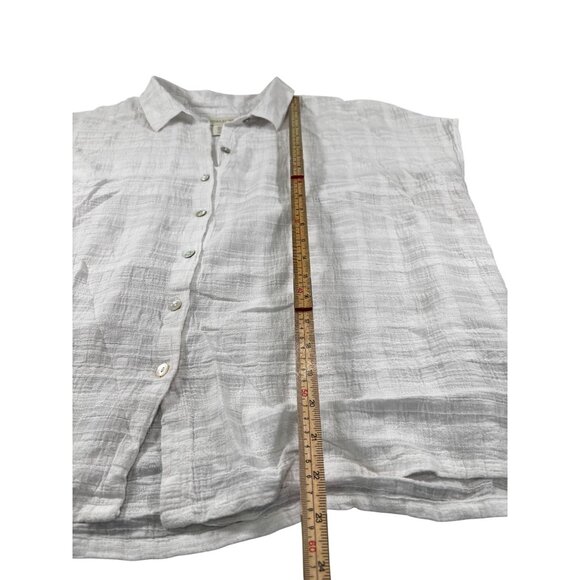 Cynthia Rowley Womens White Button-Up Top L - Picture 7 of 8